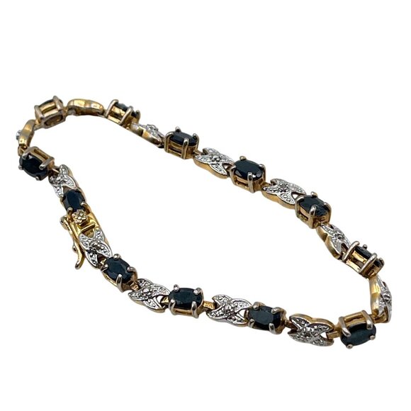925 Gold Plated Jewelry - 925 Gold Plated Bracelet With Black Stones & Stone Accents Butterfly Design Eleg